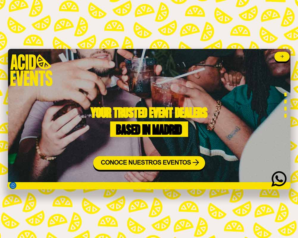 Diseño web profesional para acid events realizado por Alejandro Schintu