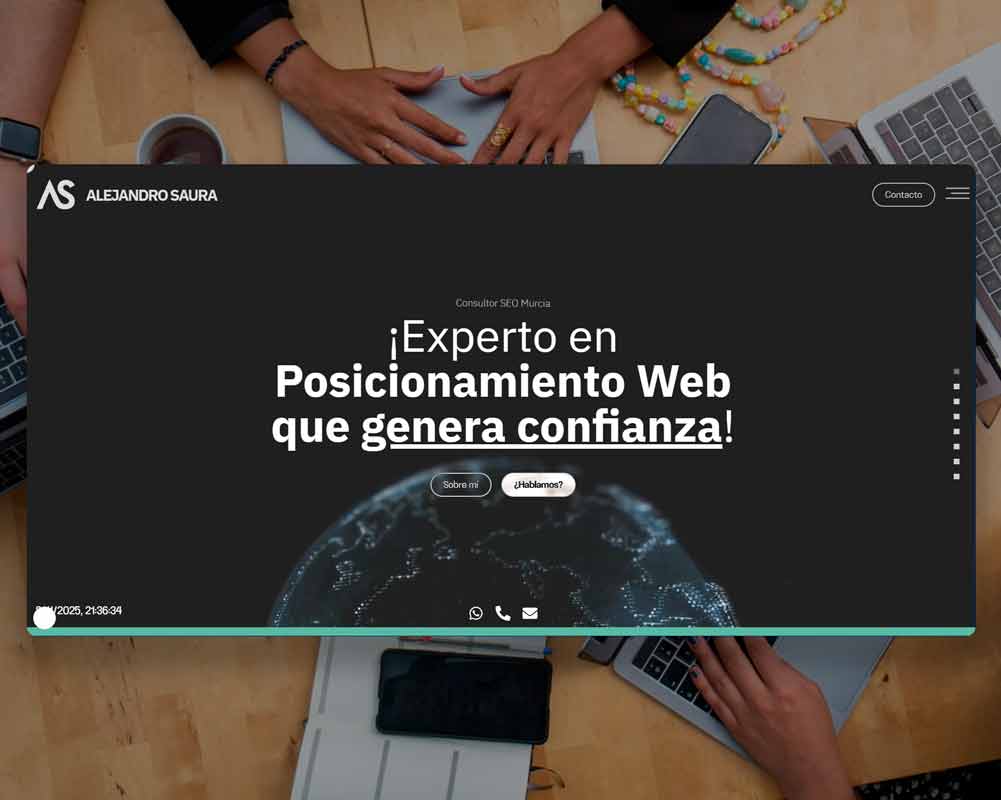 Diseño web profesional para Alejandro Saura realizado por Alejandro Schintu